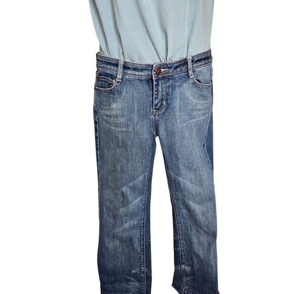 White‎ House Black Market Womens Capri Jeans 2 Blue Raw Hem Stretch Embroidered - Picture 3 of 13